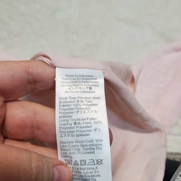 J. Crew Soft Pink Swiss Dot Ruffle Flowy Long Sleeve V Neck Blouse Top‎ Women S - Picture 9 of 10